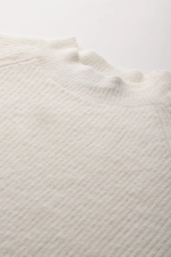 White_Striped_Knit_Sweater_For_Women