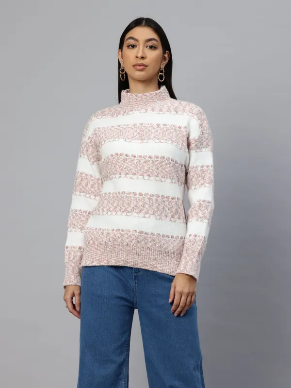 Multicolor_Striped_Knit_Sweater_For_Women