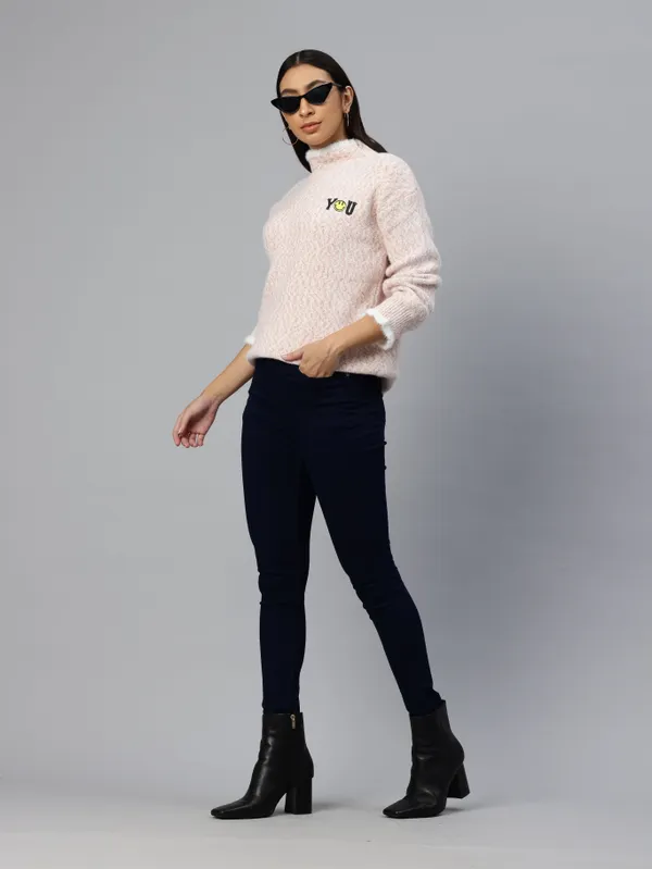 Pink_Embroidered_Knit_Sweater_For_Women