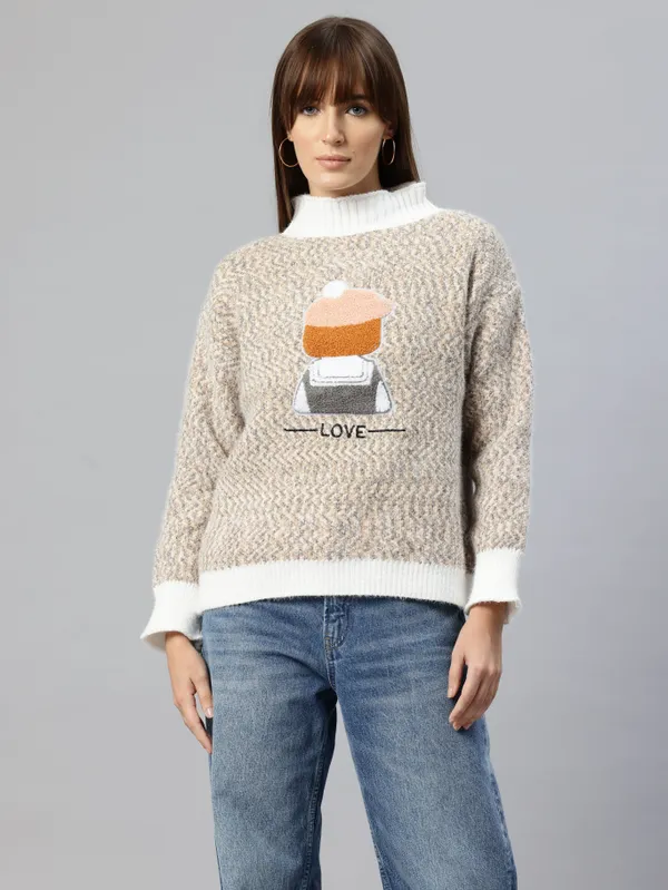 Grey_Soft_Knit_Wool_Sweater_For_Women