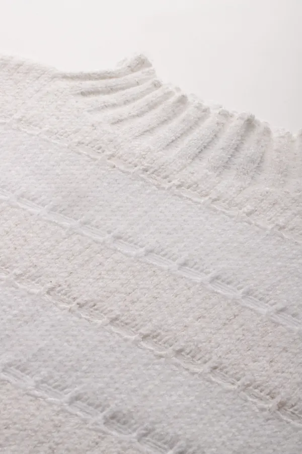 White_Striped_Knit_Sweater_For_Women