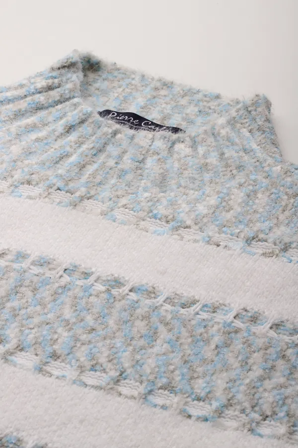 Light_Blue_Striped_Knit_Sweater_For_Women