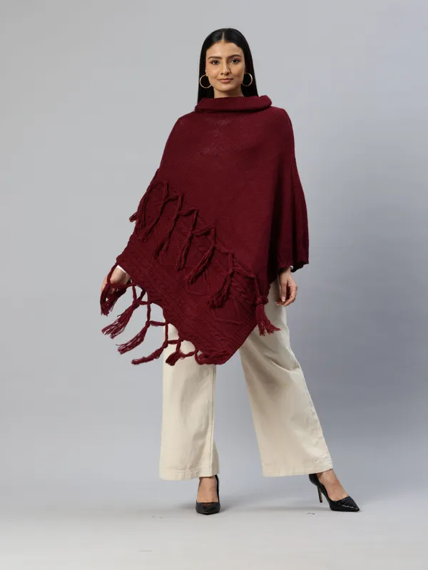 Maroon_Soft_Knit_Wool_Sweater_For_Women