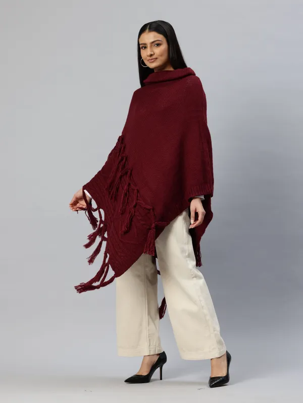 Maroon_Soft_Knit_Wool_Sweater_For_Women