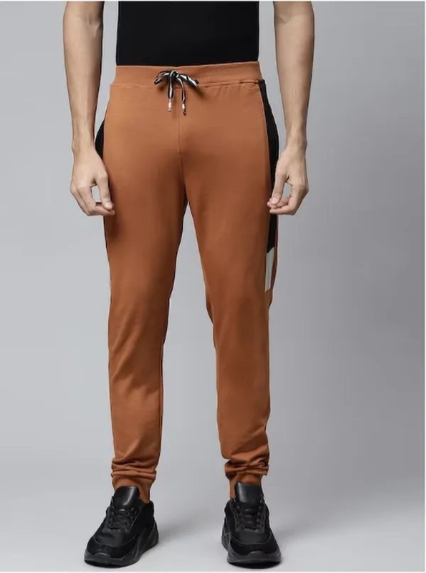 Orange_Cotton_Blend_Track_Pants_For_Men