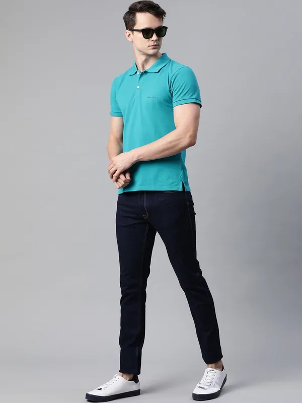 Blue_Cotton_Blend_T-Shirt_For_Men