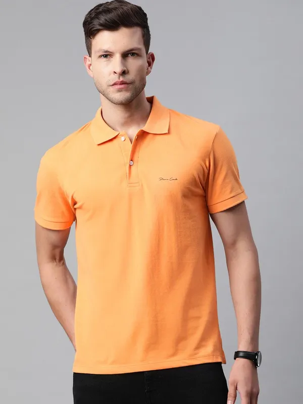 Orange_Cotton_Blend_T-Shirt_For_Men