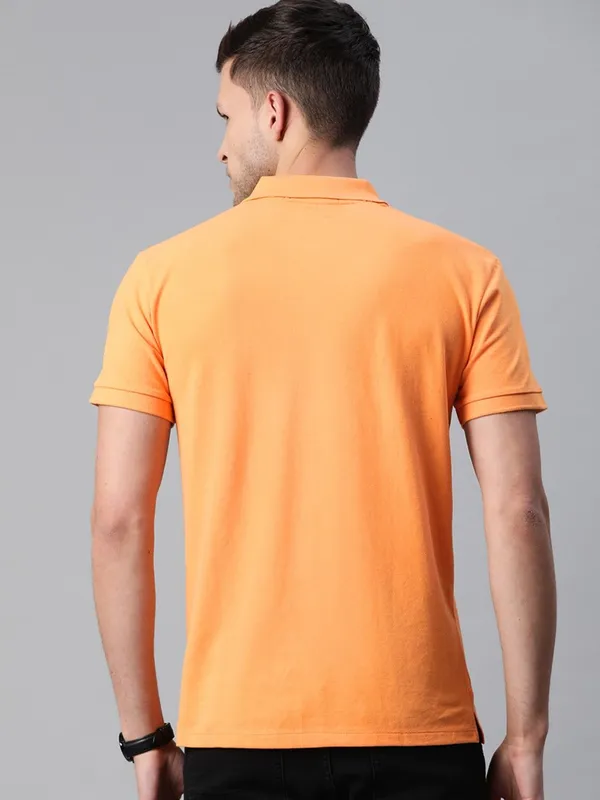 Orange_Cotton_Blend_T-Shirt_For_Men