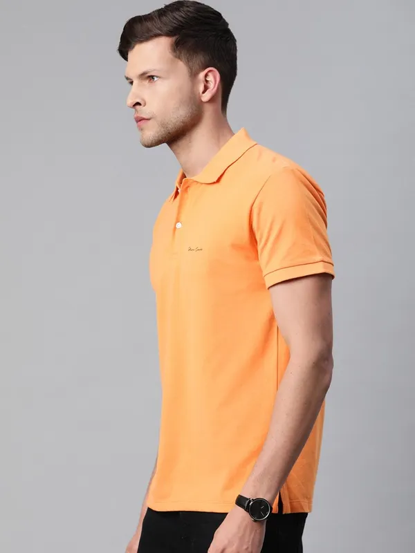 Orange_Cotton_Blend_T-Shirt_For_Men