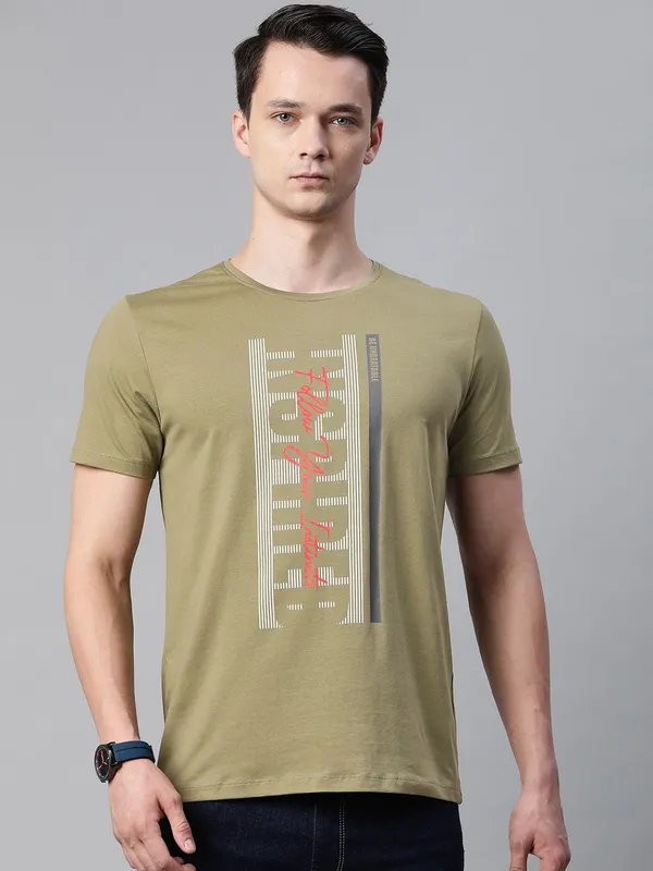 Green_Cotton_Blend_T-Shirt_For_Men