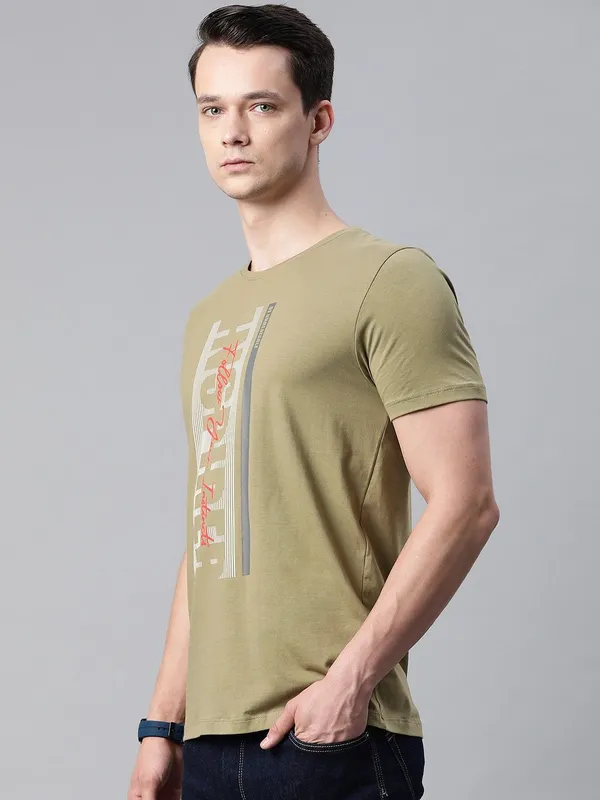 Green_Cotton_Blend_T-Shirt_For_Men