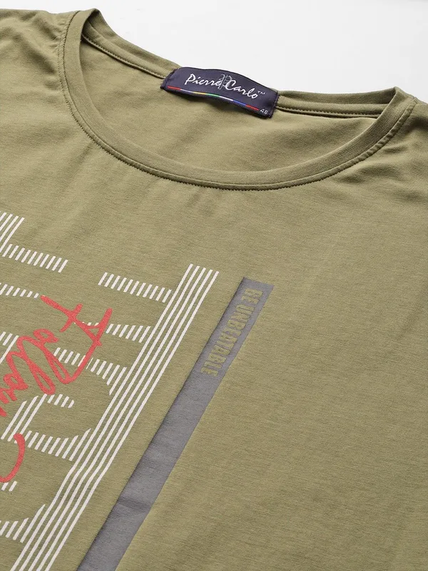 Green_Cotton_Blend_T-Shirt_For_Men