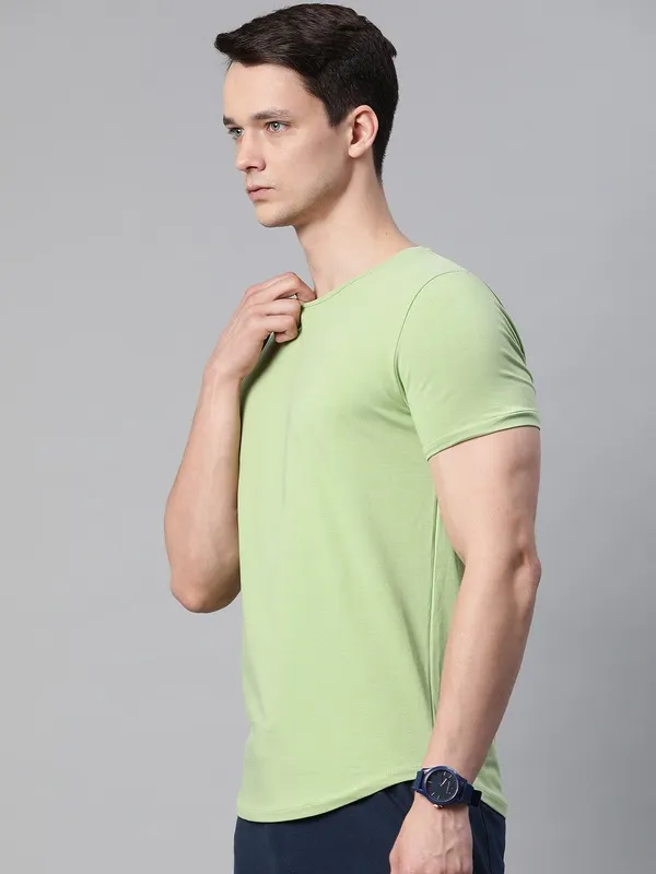 Light_Green_Solid_Cotton_T-Shirt_For_Men