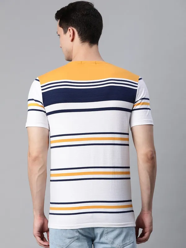 Yellow_Striped_Cotton_T-Shirt_For_Men