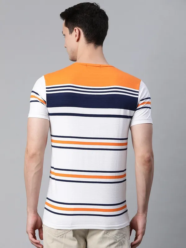 Orange_Striped_Cotton_T-Shirt_For_Men