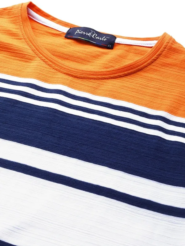 Orange_Striped_Cotton_T-Shirt_For_Men