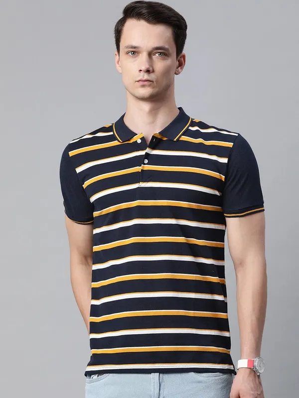 Yellow_Cotton_Blend_T-Shirt_For_Men