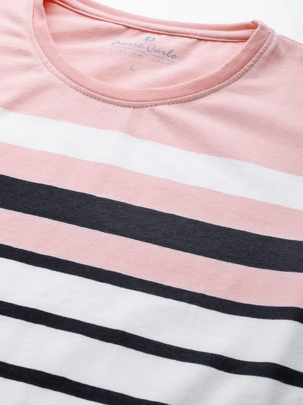 Pink_Striped_Cotton_T-Shirt_For_Men