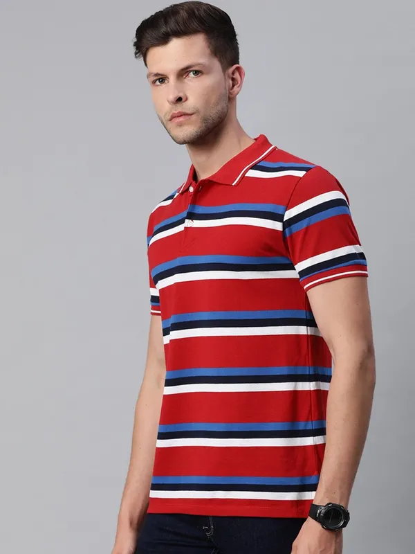 Red_Cotton_Blend_T-Shirt_For_Men