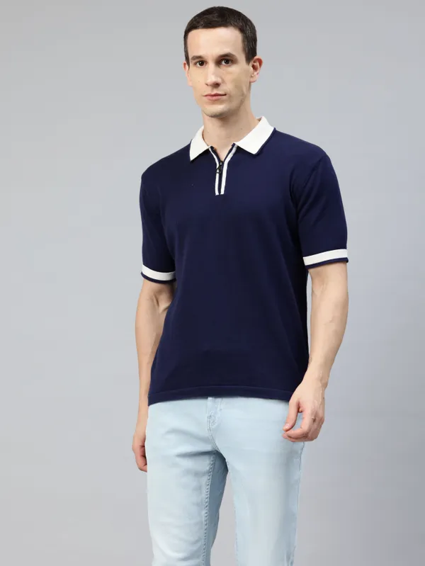 Navy_Blue_Cotton_Blend_T-Shirt_For_Men