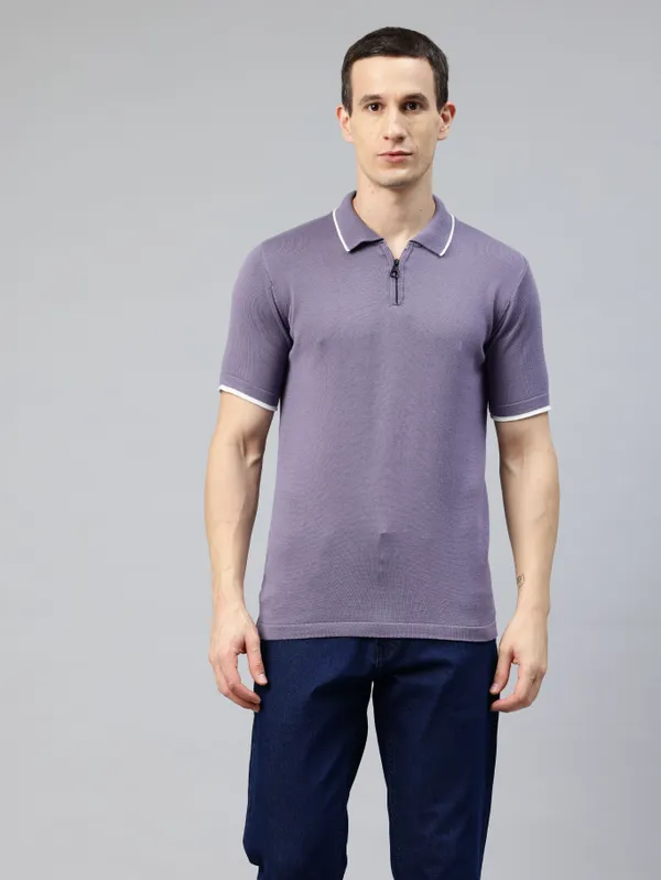 Purple_Cotton_Blend_T-Shirt_For_Men