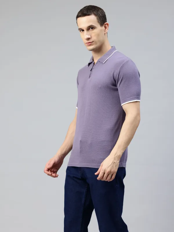 Purple_Cotton_Blend_T-Shirt_For_Men