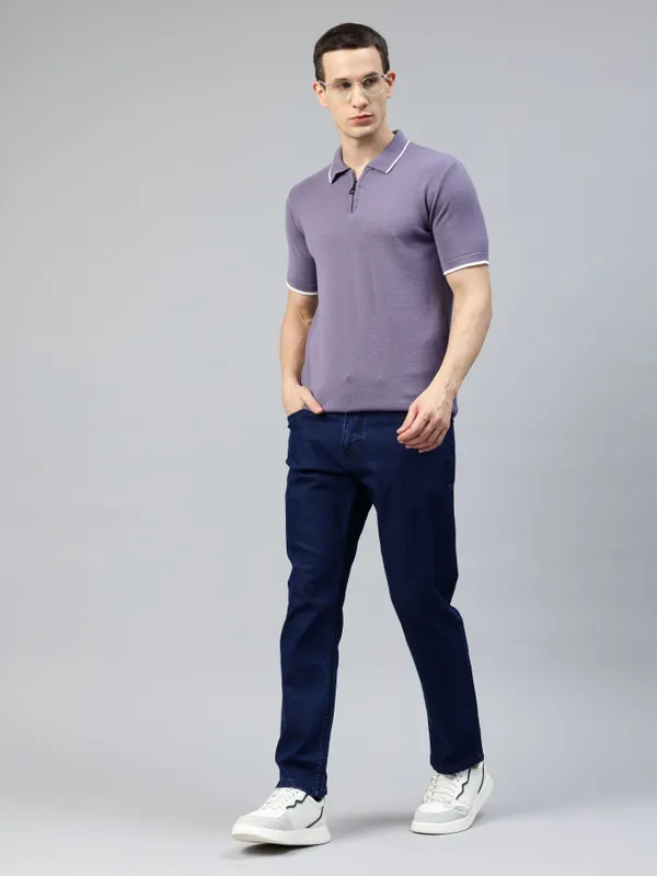 Purple_Cotton_Blend_T-Shirt_For_Men