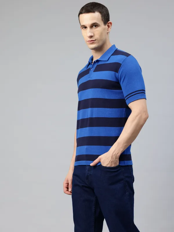 Blue_Cotton_Blend_T-Shirt_For_Men