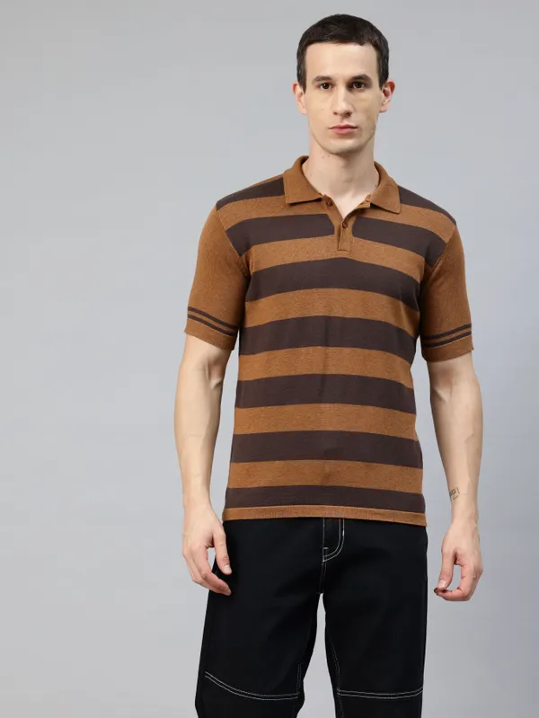 Brown_Cotton_Blend_T-Shirt_For_Men