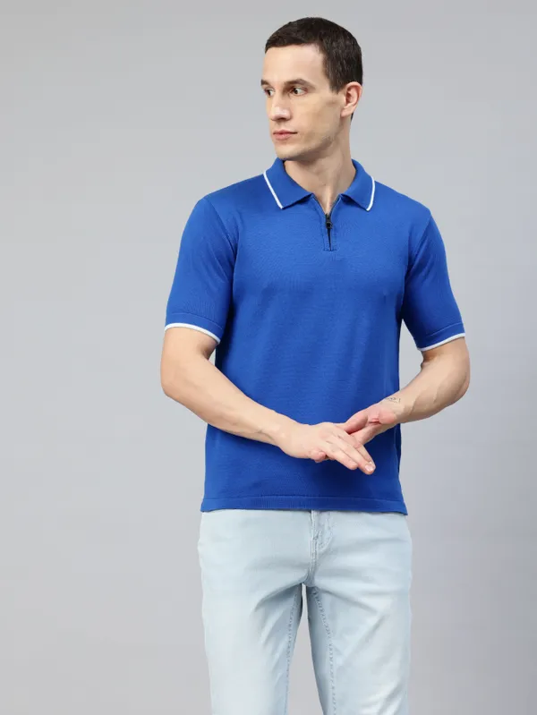 Blue_Cotton_Blend_T-Shirt_For_Men