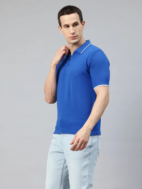 Blue_Cotton_Blend_T-Shirt_For_Men