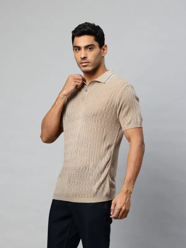 Beige_Cotton_Blend_T-Shirt_For_Men