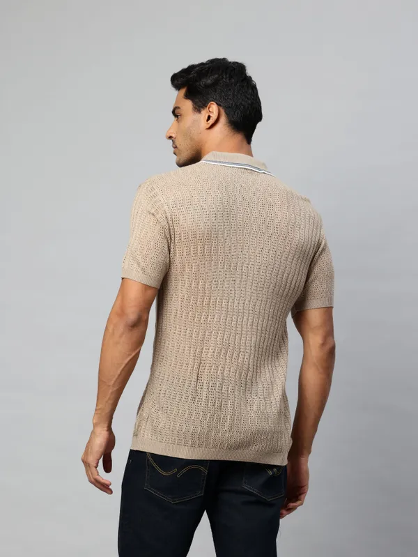 Beige_Cotton_Blend_T-Shirt_For_Men