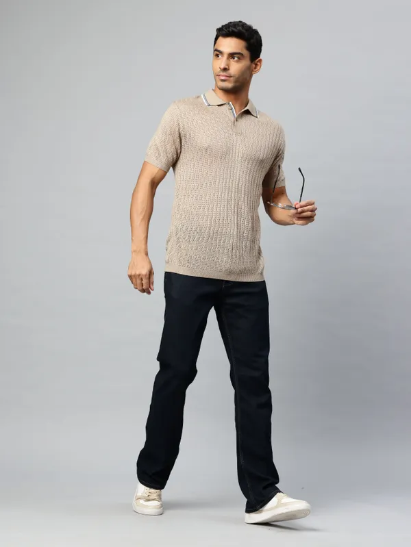 Beige_Cotton_Blend_T-Shirt_For_Men
