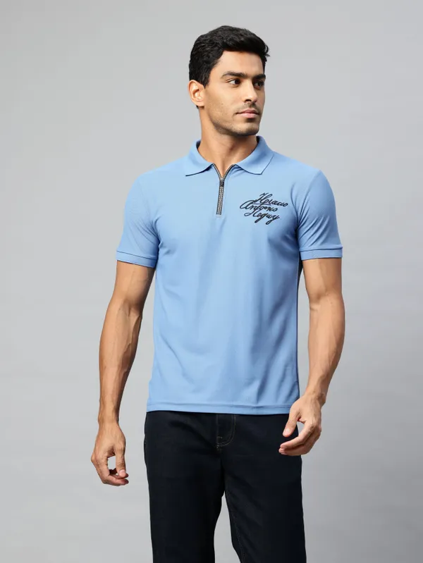 Blue_Cotton_Blend_T-Shirt_For_Men