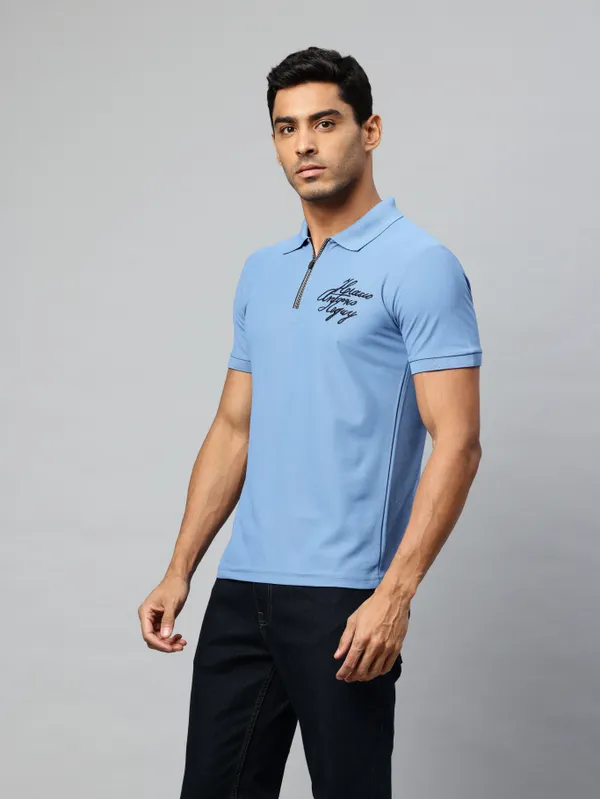 Blue_Cotton_Blend_T-Shirt_For_Men