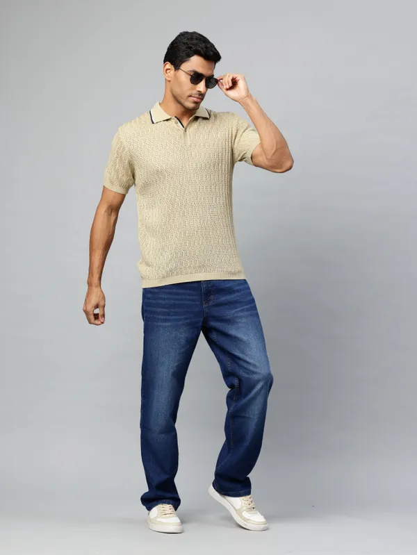 Beige_Cotton_Blend_T-Shirt_For_Men