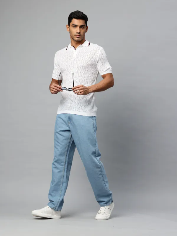 White_Cotton_Blend_T-Shirt_For_Men