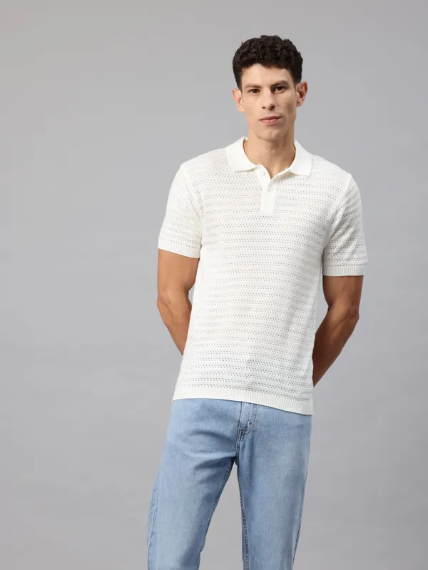 White_Self-Design_Cotton_T-Shirt_For_Men