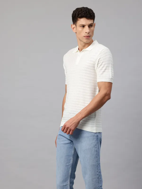 White_Self-Design_Cotton_T-Shirt_For_Men