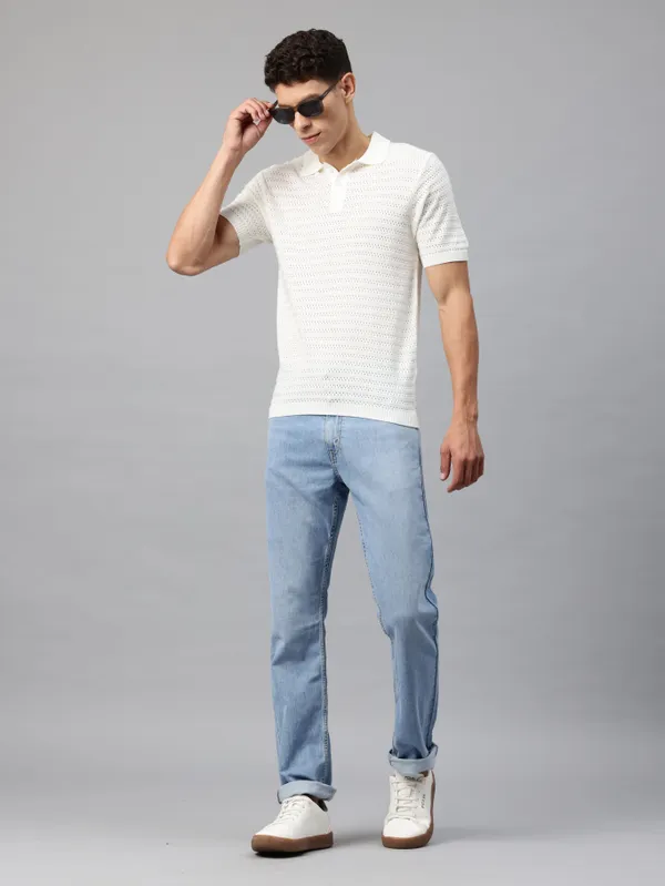 White_Self-Design_Cotton_T-Shirt_For_Men