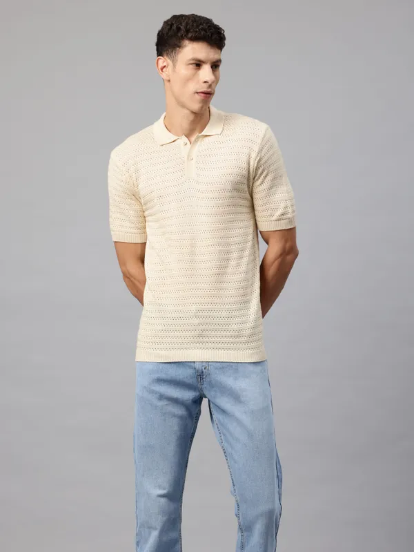 Beige_Cotton_Blend_T-Shirt_For_Men