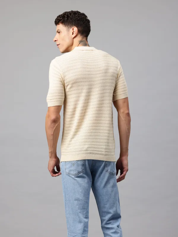 Beige_Cotton_Blend_T-Shirt_For_Men