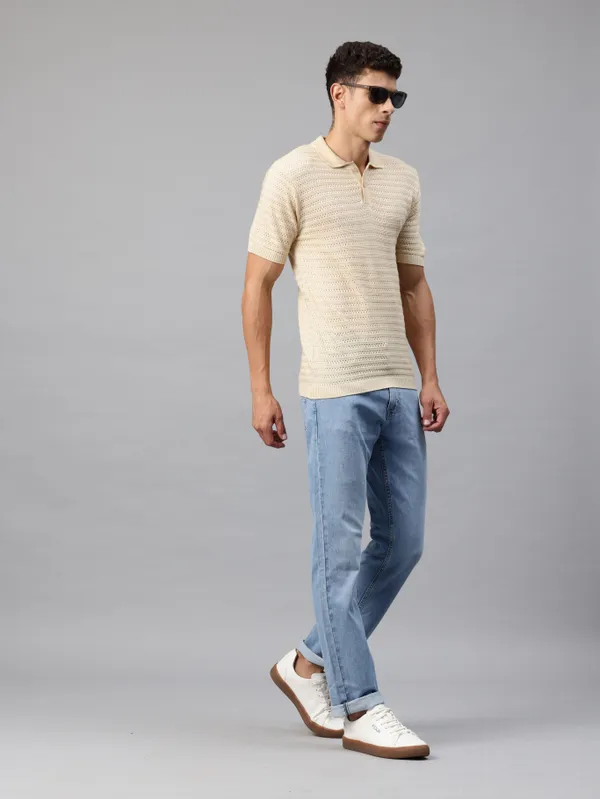 Beige_Cotton_Blend_T-Shirt_For_Men