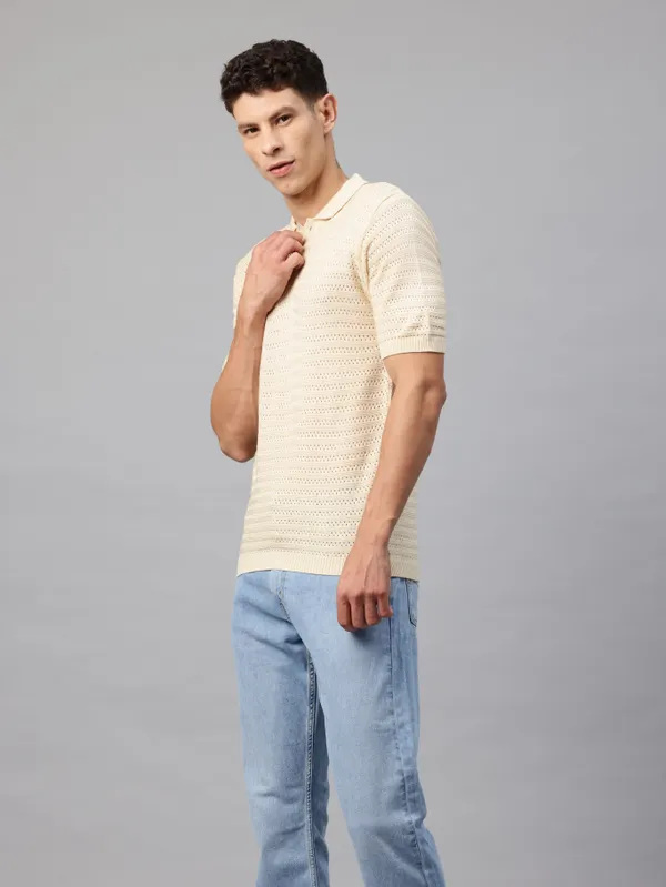 Beige_Cotton_Blend_T-Shirt_For_Men