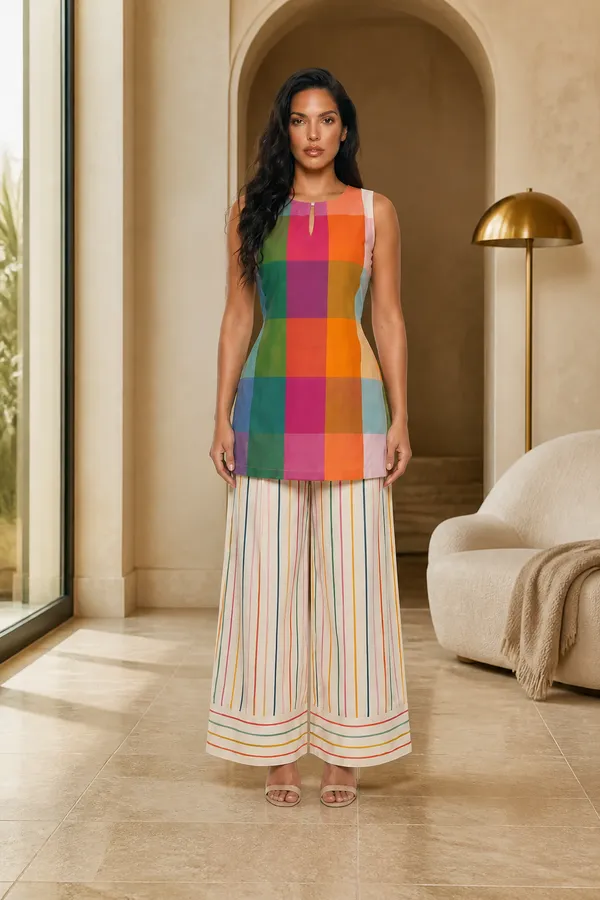 Multicolour_check_Farshi_salwar_set
