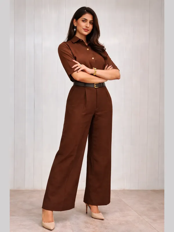 Deepika_Padukone_Shirt_Co_Ord_Brown