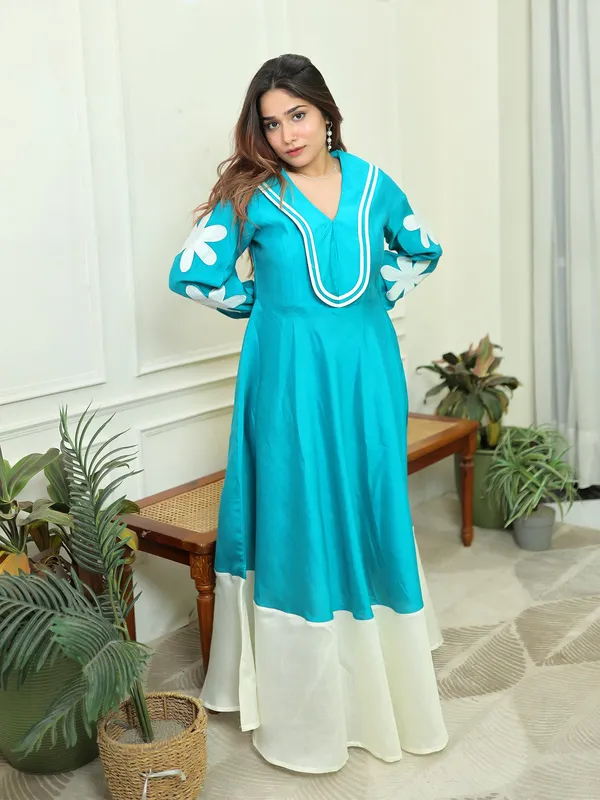 Flower_Dress_Turquoise_Cotton