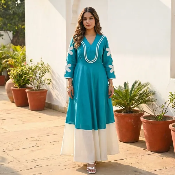Flower_Dress_Turquoise_Cotton