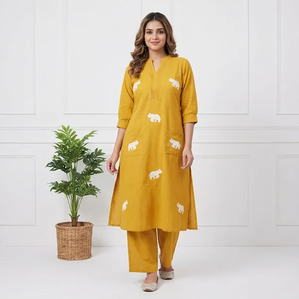 Elevara_Mustard_Co_Ord_Set_Mustard_Yellow_Slub_Cotton